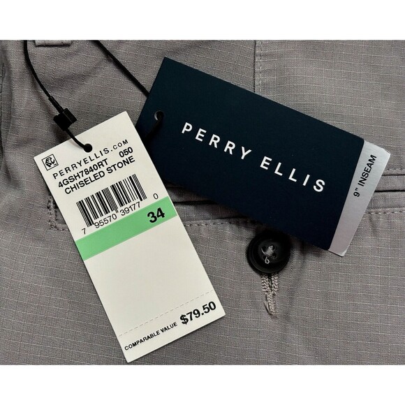 Men's Perry Ellis Gray Shorts Lyocell Performance Lightweight 9" Inseam Size 34 - Picture 7 of 7